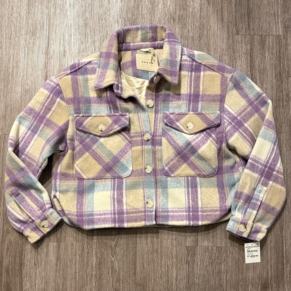 Blank NYC Purple and Cream Plaid Jacket